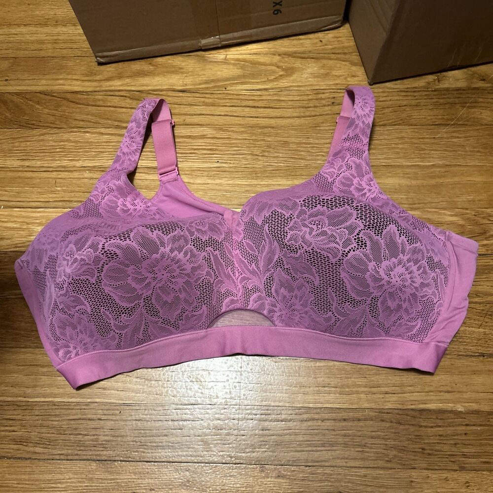 Lane Bryant Cacique Bra Lightly Lined Full Coverage Pink w/ Lace Edging 48D